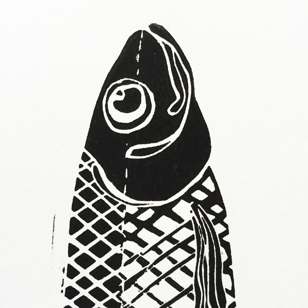 Original linocut - Daring Herring